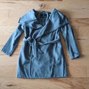 Nanette Lepore Belted Gray Wrap Wool Coat - SIZE M